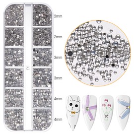 TAVVKE 1400-1600Pcs Rhinestones for Nail Art Glass Crystals,6 Size(ss4-ss16) Nail Gems Flatback Rhinestone for Crafts,Jewels Diamonds Stone Kit with Picking Pen and Tweezers(Mixed+White)