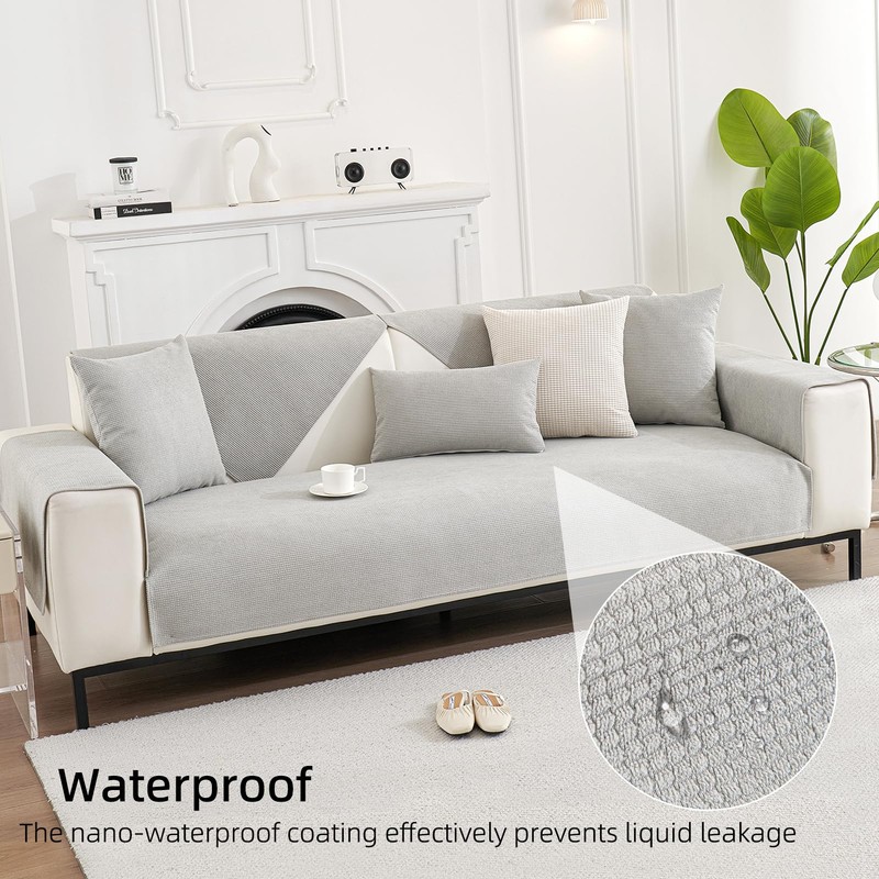 Ksriylm Anti-Scratch Couch Cover, Waterproof Sectional Couch Slipcover Jacquard Fabric,