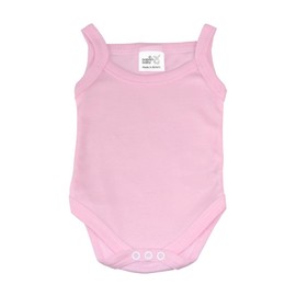 Baby Vests, Sleeveless Baby Bodysuits, 100% Cotton Strap Shoulder Newborn Vests, British Made for Boys or Girls, 2 Pack, Pink, 18-24 Months