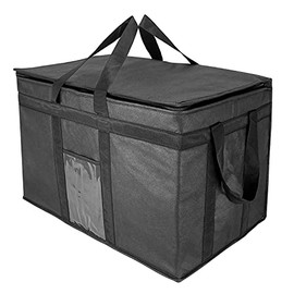 Yalin XXXL Large Insulated Cooler Bag, Styrofoam Cooler of Keep Food Hot or Cold, Reusable Double Zipper Food Delivery Bag for Grocery Shopping, 23" W x 15" H x 14" D (Black, 3XL)