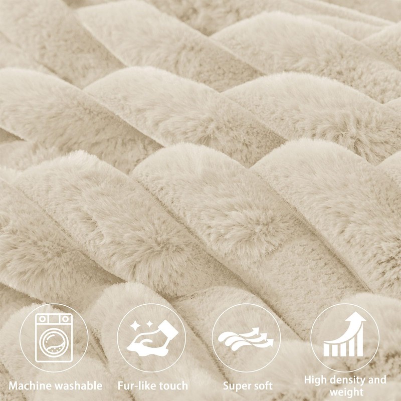 Rycwola Faux Fur Headboard Pillow with 2 Pack Neck Roll
