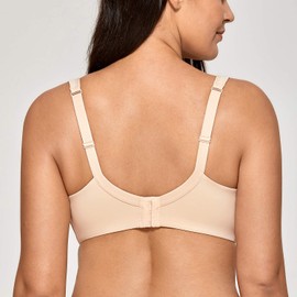 DELIMIRA Women's Balconette Bra Plus Size Full Coverage Tshirt Seamless Underwire Bras Back Smoothing Beige 40DD