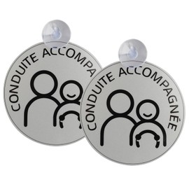Set of 2 guide discs, accompanied with suction cup, for attaching to the vehicle, diameter 15 cm, supervised guide for young drivers for safe driving