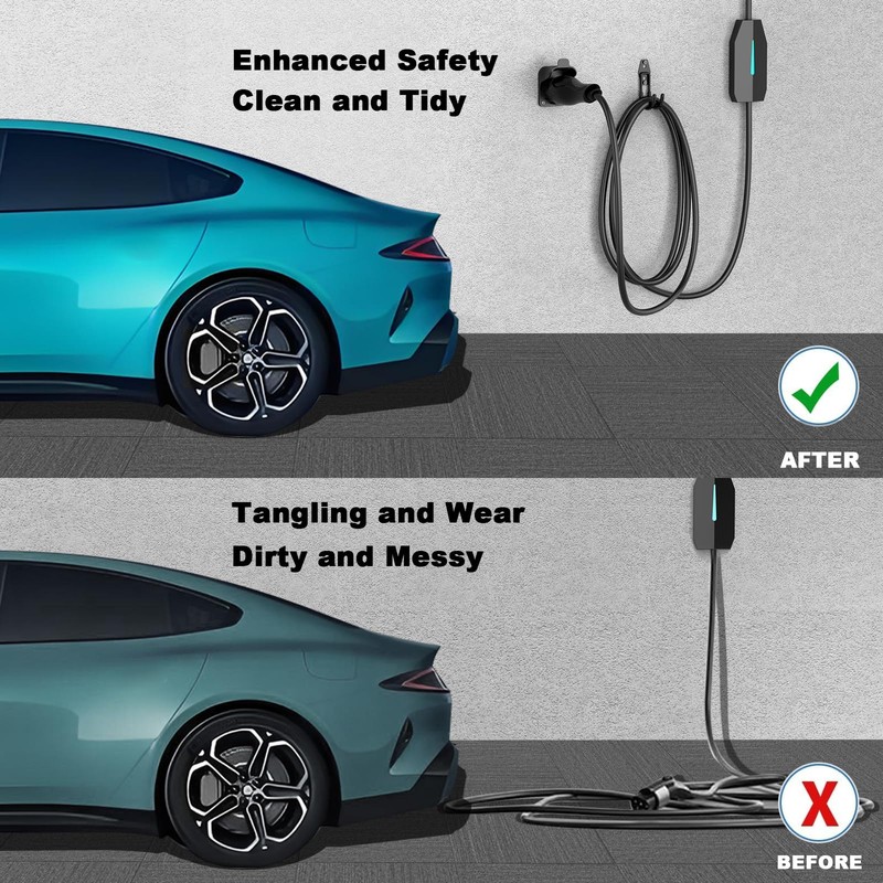 EV Charger Holder Wall Mount J1772 Charging Cable Organizer Heavy