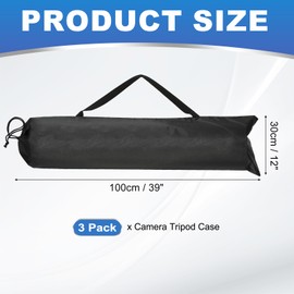 PATIKIL 100cm x 30cm Tripod Carrying Case, 3 Pack Camera Tripod Carrying Bags Oxford Cloth Padded Bag for Camera Gear Mic Light Stand Sheet Music Photography Accessories, Black