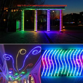 Xunata 6.6ft LED Neon Rope Strip Lights with Remote Control, 240 Units SMD2835 Waterproof Flexible Color-Changing RGB LED Night Light Strip for Home Indoor Outdoor Decoration