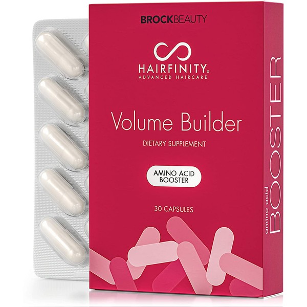 Hairfinity Volume Builder Amino Acid Booster for Thinning, Damaged Hair - Protein Rich Amino Acids to Support Thicker, Fuller Hair Growth and Boost Hair Vitamins - 30 capsules (1 month supply)