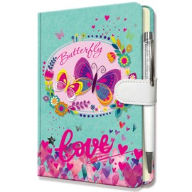 Butterfly Journal for Girls with Pen, 7.5x5.3" Hardcover Journals for Women 192 Lined Notebooks for Kids Small Girls Diary Set Writing Note Taking Gift