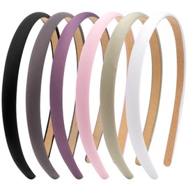 TOBATOBA 6pcs Thin Headbands for Women, Satin Comfortable Headbands for Women Non Slip, Fashion Soft Hair Bands Holiday Costume Hair Accessories for Girls