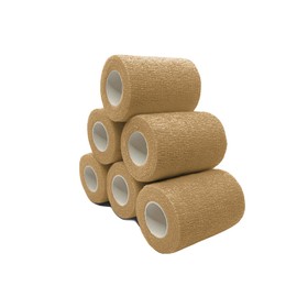 Endure Cohesive Bandage Wrap, Self Adherent Breathable Wrap, First Aid Gauze, Stretchable and Ideal for Athletic Use, Tan, Sterile, Pack of 9, (4 Inches Width x 5 Yards Length)
