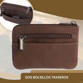 Coronel Tapiocca Men's Feliciano Coin Pocket-Casual Large Capacity Card Holder Wallet with Zipper Closure, Marrón, Estándar