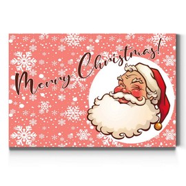 Renditions Galley Cartoon Santa Wall Art, Pink & White Snowflake Background, Cute & Cool Christmas Decorations, Premium Gallery Wrapped Canvas Decor, Ready to Hang, 32 in H x 48 in W, Made in America