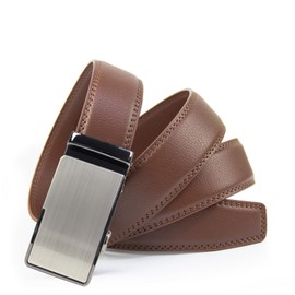 Glamexx24 Men's Automatic Buckle Belt, Width 35 mm, Length 115 cm - 150 cm, Business Belt for Men with Ratchet, Adjustable Size, Brown, Buckle Model 8 + Brown Belt