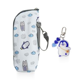 EHDWXVZM 1 Piece Portable Heat Insulating Baby Bottle Bag, 1 Piece Penguin Pendant, Waterproof Heat Insulation Bag, Baby Bottle Storage Bag, Baby Bottle Protective Cover, White, Modern
