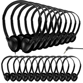 Wensdo 50 Pack Classroom Headphones Bulk for School Kids Students, Wholeslae Wired Durable Earphones Class Set for Children Toddler Teens Boys Girls and Adult (HY857,50 Black)