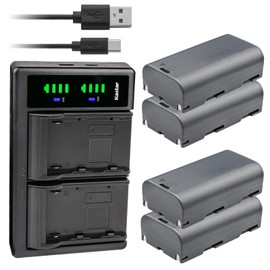 Kastar 4-Pack Battery and LTD2 USB Charger Compatible with Huepar S03CG/S03DG, S04CG 4D Cross Line Laser Level, 503DG, 503CG/503CR, 602CG/602CR, 603CG/603CR - 3D Laser Level