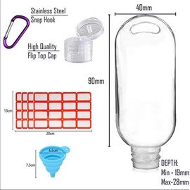 HATTIE 50Pack Travel Plastic Clear Keychain Bottles 50ml/2oz Portable Leakproof Squeeze Small Bottles With Flip Cap Refillable Empty Containers for Lotion Soap Toiletry