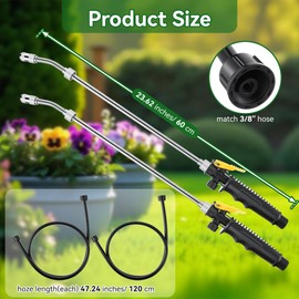 Dunkive 2 Packs Replacement Sprayer Wands with Hoses Compatible with Ryobi, 24 Inch Spray Part with Adjustable Nozzle, Trigger Wand, Hose, Adjustable Universal Spray Wands Match 3/8'' Hose