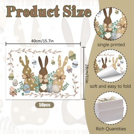 Disposable Easter Paper Place Mats 50 Pieces Cute Easter Bunny Table Mat Seasonal Farmhouse Paper Table Setting Dinner Party Decor for Home Kitchen Dining Table