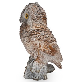 YANFLERENT Owl Outdoor Statue Figurine Decoration, Hand-Painted Owl on Branch, Waterproof, Fade-Proof Bird Deterrent for Garden, Patio, Home Decor Statue (Browm)