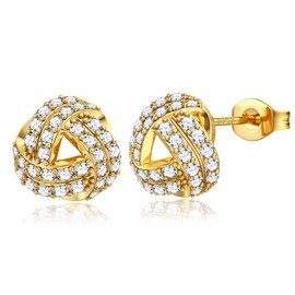 Dochais Earrings silver 925 gold earrings women's earrings gold/silver 14 carat gold-plated zirconia earrings hypoallergenic jewellery women's for women girls earrings, Silver