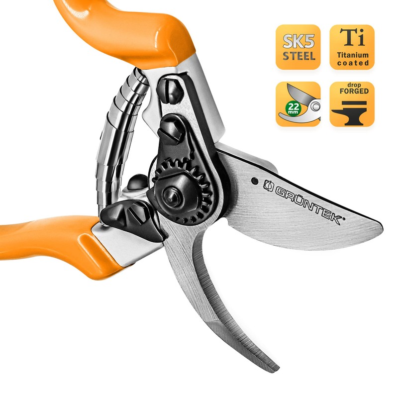 GRÜNTEK Secateurs Z-25, for LEFT-HANDER, forged, premium bypass pruning shears