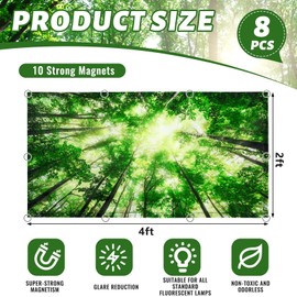 Patelai 8 Pack Fluorescent Light Covers for Classroom Ceiling 4 x 2 Feet Magnetic Light Covers Filter for Office School Drop Ceiling Supplies(Forest Style)