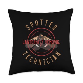 Funny Spotted Lanternfly Insect Pest Control Exterminator Throw Pillow