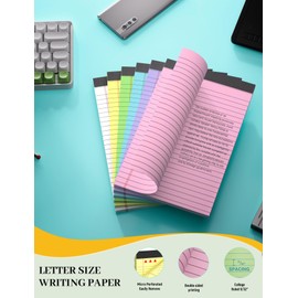 Colored Note Pads 5x8, 48 Pack Pink Small Legal Pads 5x8, College Ruled Small legal Notepads Easy Tear-off, Perforated Lined Writing Pads 5x8, 30 Sheets Colored Mini Legal Pads for Office, School
