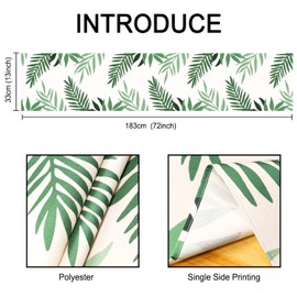 Modern Living Room Table Runner Green Dark Green Leaves Polyester Table Runner Dining Room Table Runner Washable Table Runner Decoration Table Runner Country House Style for Table Decoration 33 x 183