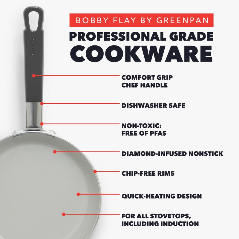 GreenPan x Bobby Flay 12" Frying Pan Skillet, PFAS &