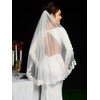 AiberLisha Pearl Fingertip Length Floral Wedding Bridal Veil with Comb