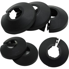 Pack of 6,15mm Black Radiator Cover,Pipe Covers,Radiator Pipe Collars, Plastic Radiator Pipe Covers Black Pipe Collars Split Plastic Lightweight Escutcheon Cover Plate for Wall Pipe Tube Decoration