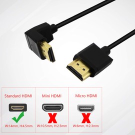PNGKNYOCN 15 cm HDMI Male to Male Short Cable 90 Degree Right Angle Up Bend HDMI 2.0 Adapter Cable Supports 4K @ 60 Hz, for Raspberry Pi, Tablet, Camera etc. (Black Up)