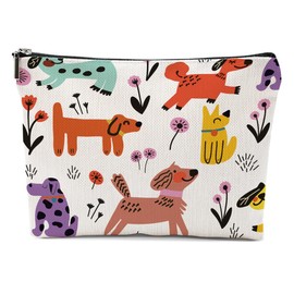 XFN Dog Lovers Gifts for Women, Dog Themed Gifts Makeup Bag, Cartoon Dogs Cosmetic Bag Travel Pouch for Women Girls Daughter Sisters Friendship Graduation Birthday