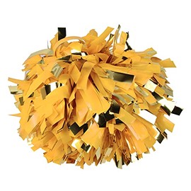 ICObuty Metallic Cheerleader Cheerleading Pom Poms 6 inch 1 Pair 2 Pieces (Wet Yellow/Gold)