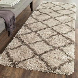 SAFAVIEH Belize Shag Collection Runner Rug - 2'3" x 9', Taupe & Grey, Moroccan Boho Tribal Design, Non-Shedding & Easy Care, 2-inch Thick Ideal for High Traffic Areas in Living Room, Bedroom (SGB489D)