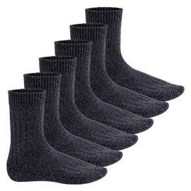 Footstar 6 Pairs of Norwegian Winter Wool Socks with Terry Cloth Plush Sole - 43-46