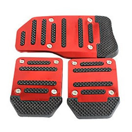 3pcs Car Brake Pedal Pad, Anti Slip Manual Accelerator Foot Pedal Cover Wear Resistant for Car Pedal(red)