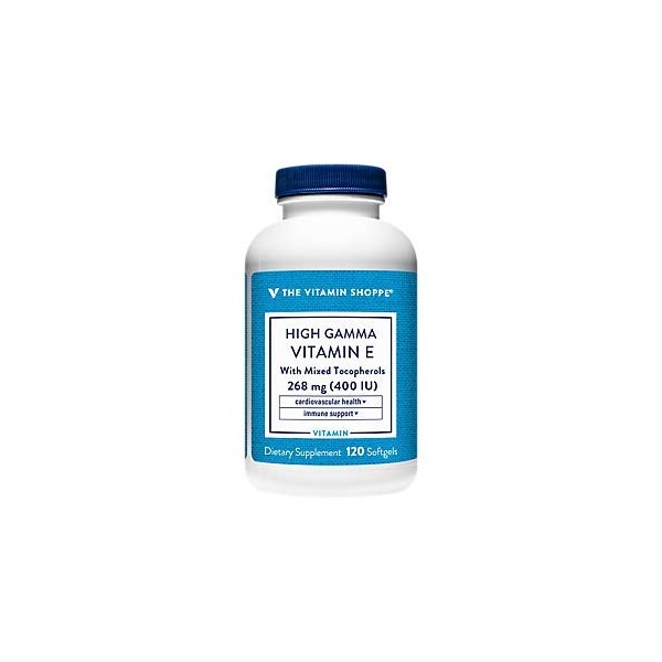 The Vitamin Shoppe E400 High Gamma 400IU Softgel – Antioxidant That Supports Cardiovascular, Immune Eye Health – Naturally Sourced High Bioavailable Vitamin E (As Mixed Tocopherols) (120 Softgels)
