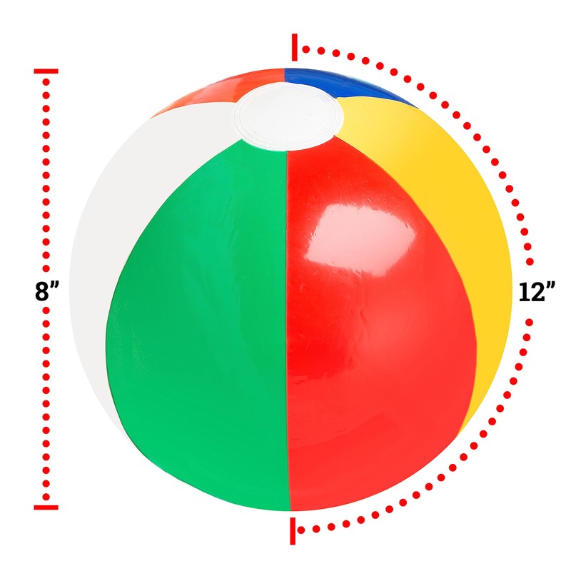 12" Rainbow Colored Party Pack Inflatable Beach Balls - Beach