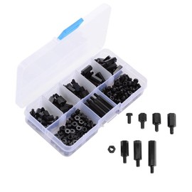 [Set of 180] M3 Screw Nut Hex Spacer Nylon Screw Hex Screw Nut PCB Board Black Storage Case