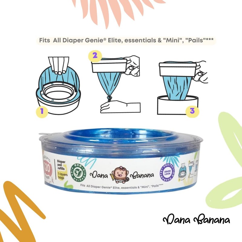 4 pack Bolsas OXO-biodegradable de Recambio compatible con Diaper Genie