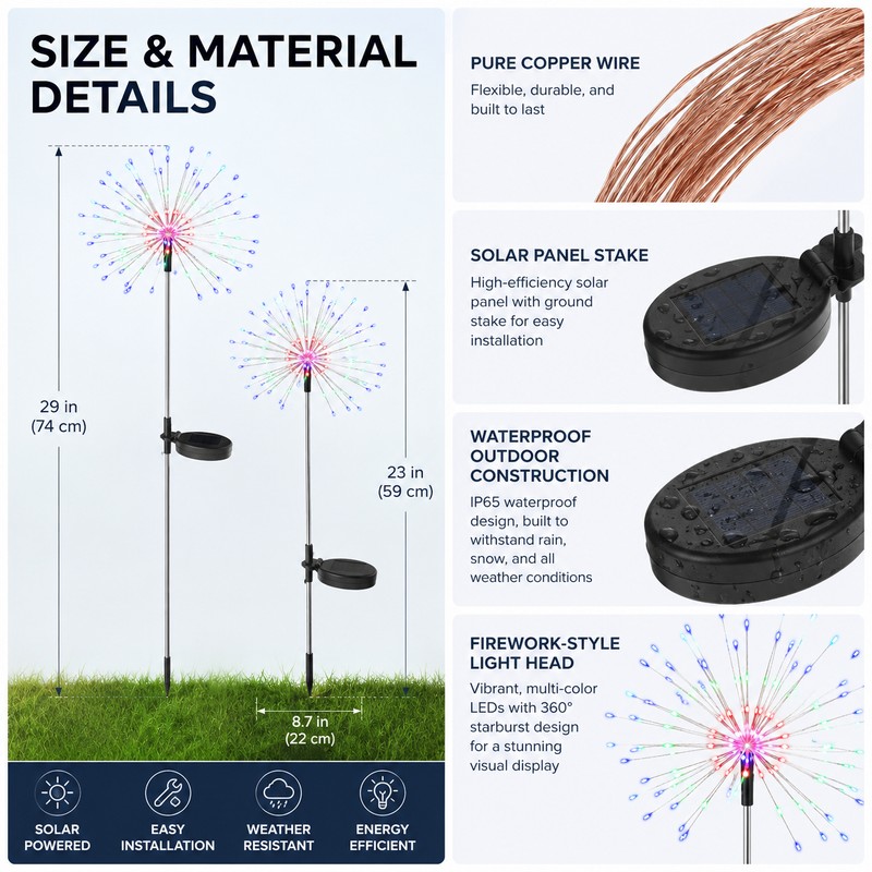 Solar Firework Garden Light for Outdoor Decor – Copper Wire