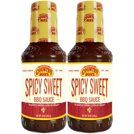 Country Bob's Spicy Sweet BBQ Sauce, Slightly Sweet with Bold Heat, Flavorful Hot for Grilling, Made with Fresh Ingredients, 18 oz (Pack of 2)
