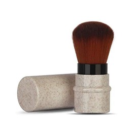 Pincel de maquillaje para colorete, polvo, base, corrector Capuchón de kabuki retráctil con materiales reciclados y sostenibles Pinceles sintéticos sin crueldad para cepillos de viaje Taklon cerdas si(Apricot)