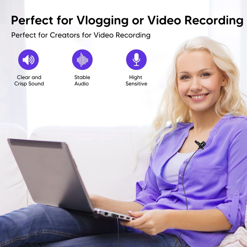 KMAG USB Lavalier Microphone, Lapel Microphone for Computer, USB-C Clip