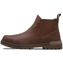 Jousen Chelsea Boots Casual Slip On Ankle Waterproof Mens Boots(AMY8119A brown 11)