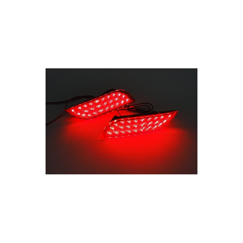 2x Red Lens Rear Bumper Reflector LED Fog Tail Stop