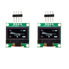 DiyStudio 2pcs 0.96 OLED i2c Inch Organic Module IIC/I2C Interface LCD SSD1306 Driver 128X64 Resolution White Display,Applicable Interface VCC, GND, SCL, SDA